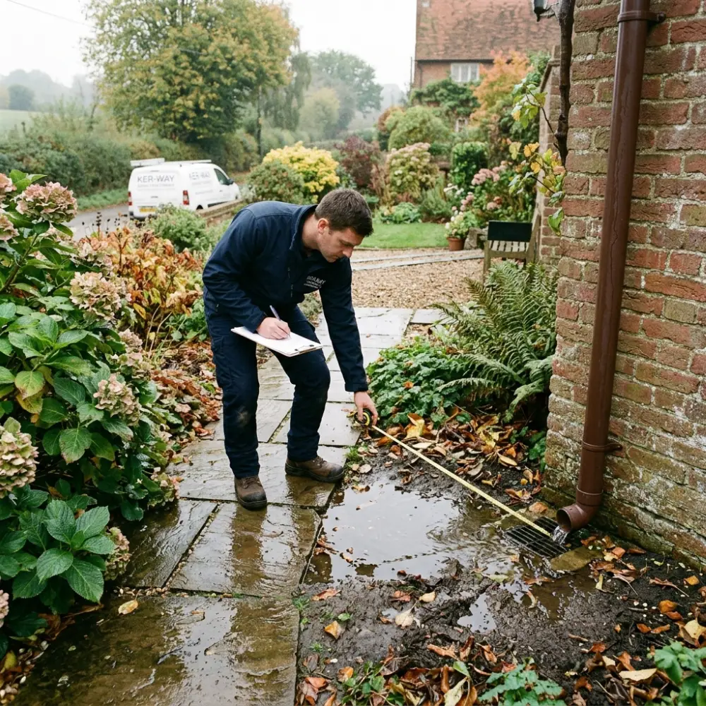 Ker-Way Building & Groundworks Ltd inpsecting water pooling