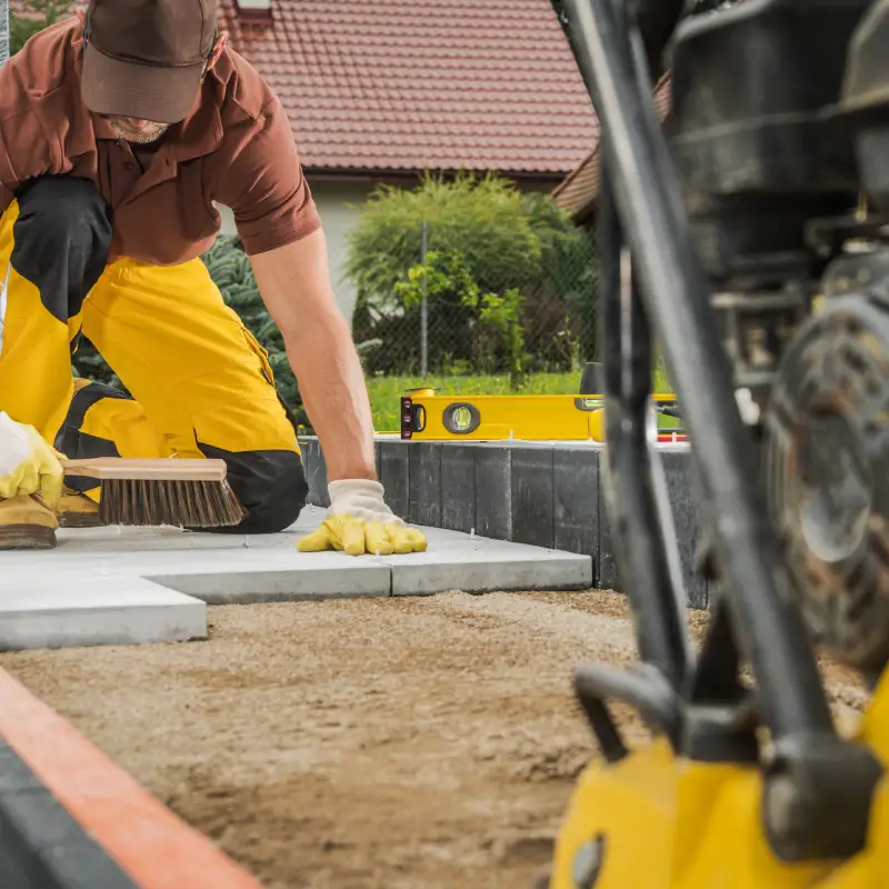 Laying path with slabs Willow Landscaping Ipswich